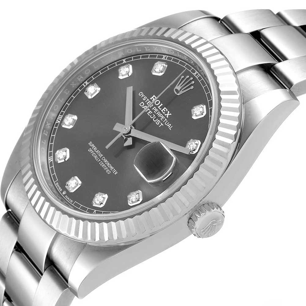 

Rolex Datejust Diamonds 18K White Gold And Stainless Steel 126334 Men's Wristwatch 41 MM, Grey