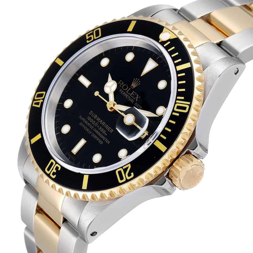 

Rolex Black Yellow Gold And Stainless Steel Submariner 16613 Men's Wristwatch 40 MM
