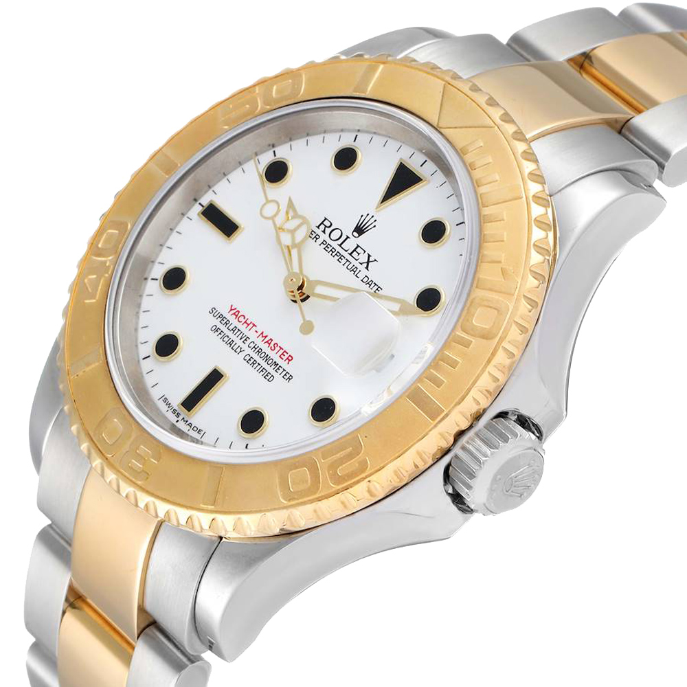 

Rolex White 18K Yellow Gold And Stainless Steel Yachtmaster 16623 Men's Wristwatch 40 MM