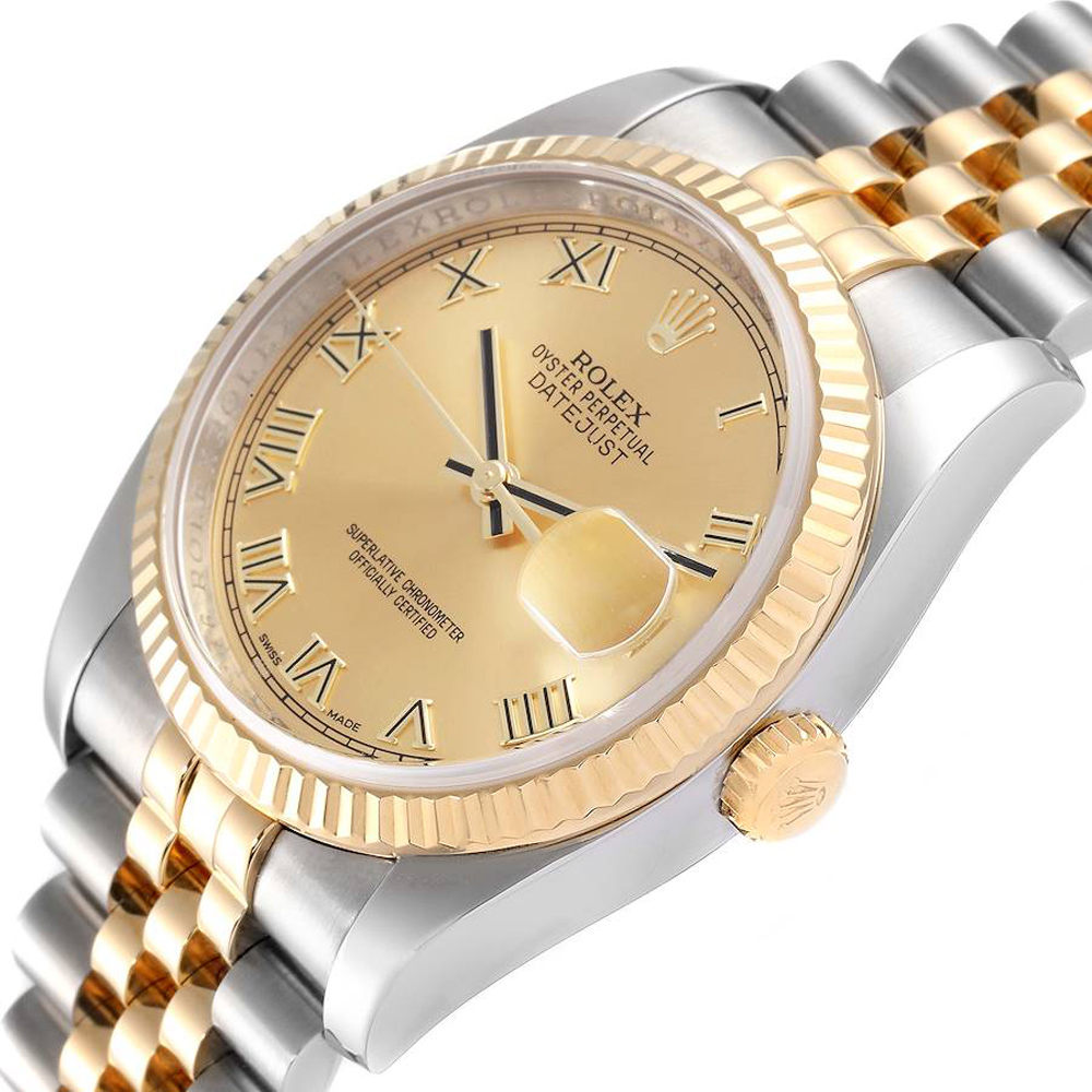 

Rolex Champagne 18K Yellow Gold And Stainless Steel Datejust 116233 Men's Wristwatch 36 MM