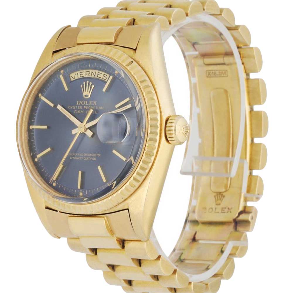 

Rolex Blue 18K Yellow Gold Day Date 1803 Men's Wristwatch 36 MM