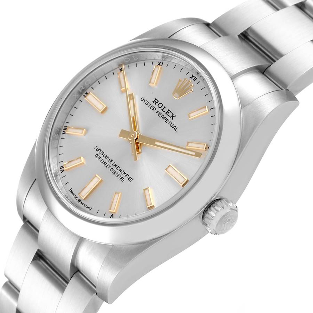 

Rolex Silver Stainless Steel Oyster Perpetual 124200 Men's Wristwatch 34 MM