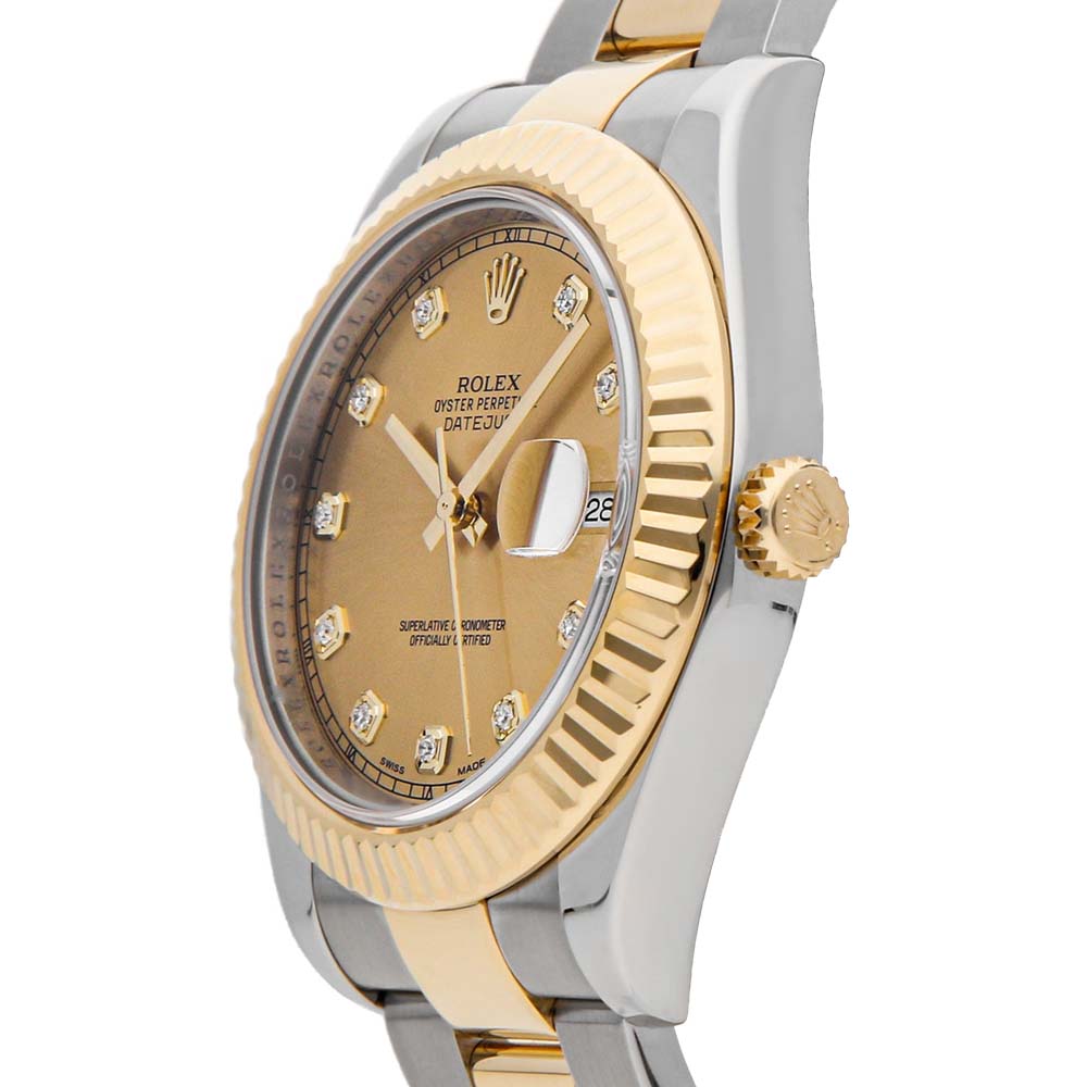 

Rolex Champagne Diamonds 18K Yellow Gold And Stainless Steel Datejust II 116333 Men's Wristwatch 41 MM