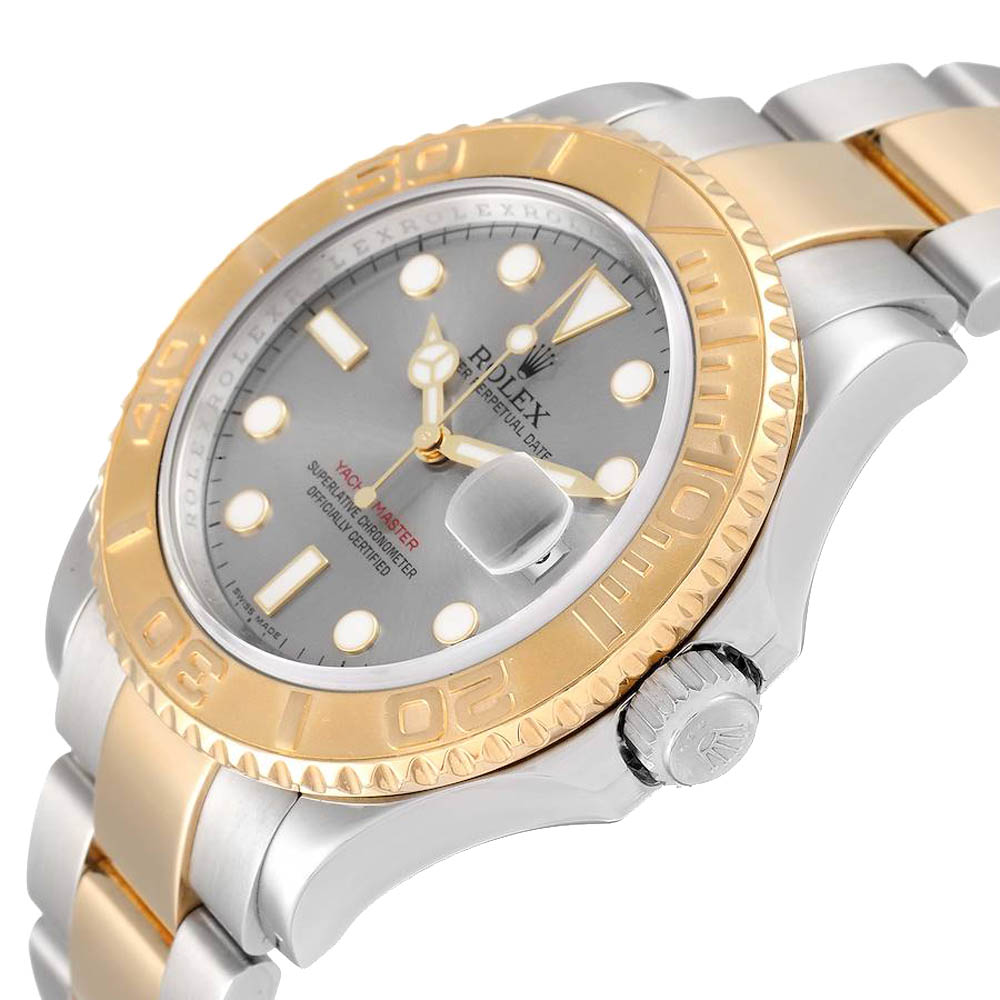 

Rolex Slate 18K Yellow Gold And Stainless Steel Yachtmaster 16623 Men's Wristwatch 40 MM, Silver