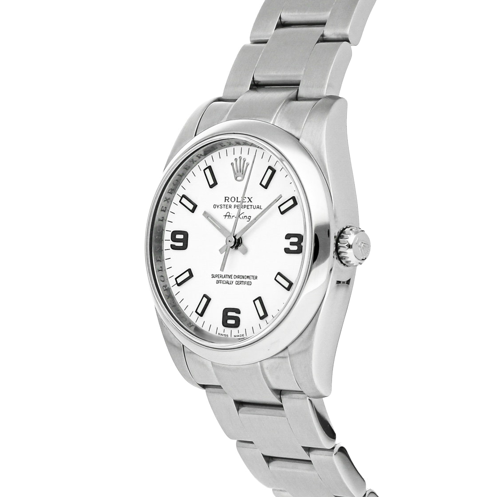 

Rolex White Stainless Steel Air-King 114200 Men's Wristwatch 34 MM