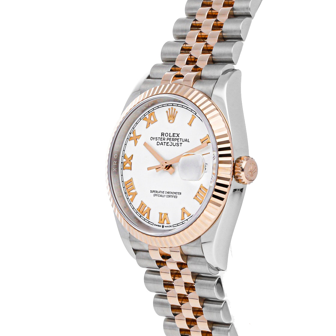 

Rolex White 18K Rose Gold And Stainless Steel Datejust 126231 Men's Wristwatch 36 MM