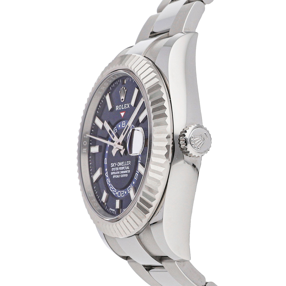 

Rolex Blue Stainless Steel Sky-Dweller 326934 Men's Wristwatch 42 MM