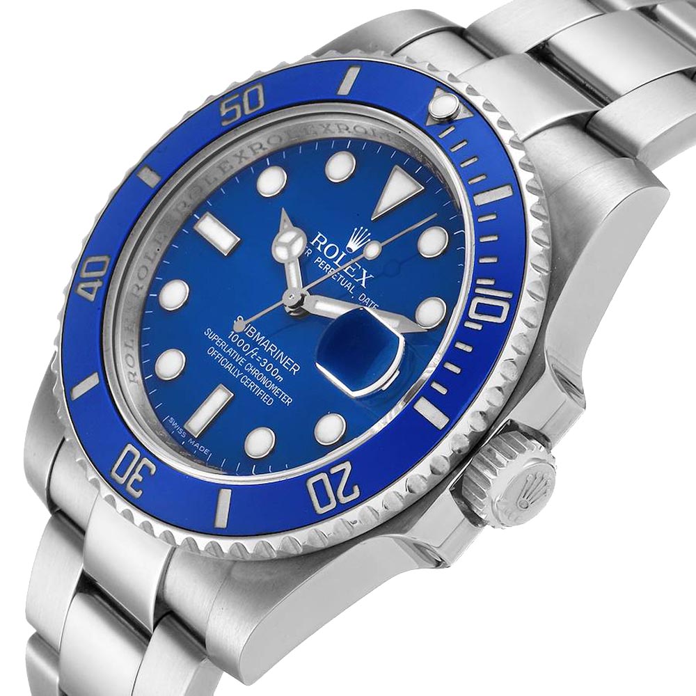 

Rolex Blue 18K White Gold And Stainless Steel Submariner 116619 Men's Wristwatch 40 MM