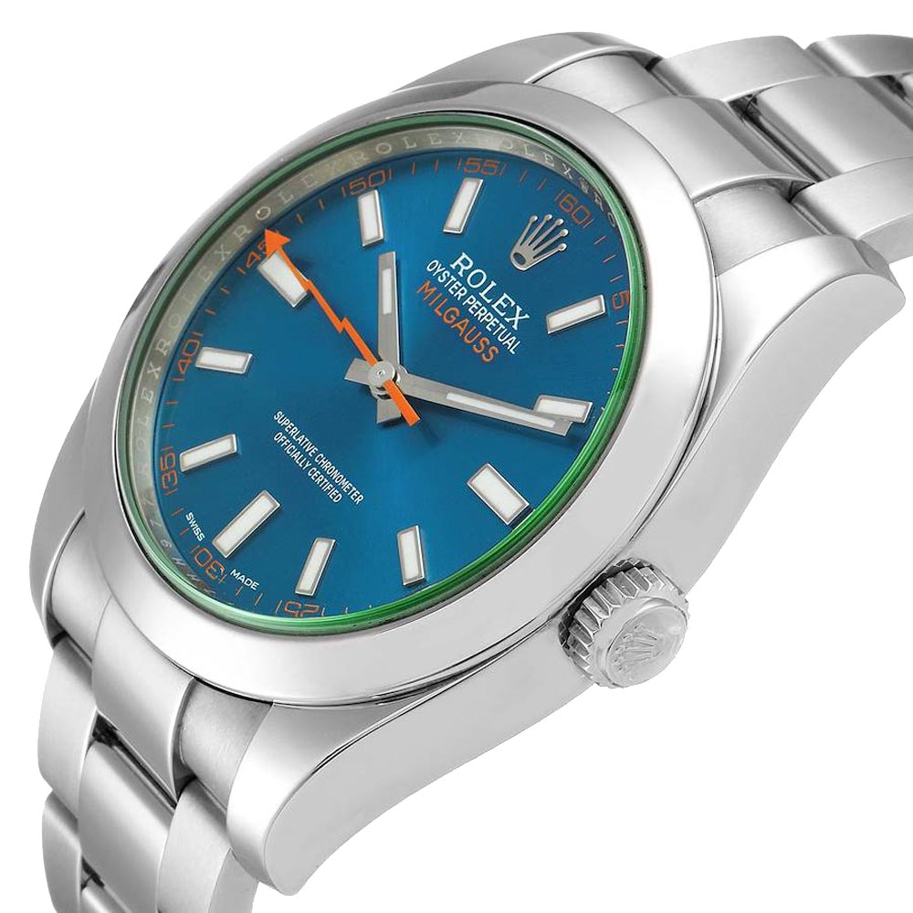 

Rolex Blue Stainless Steel Milgauss 116400GV Men's Wristwatch 40 MM
