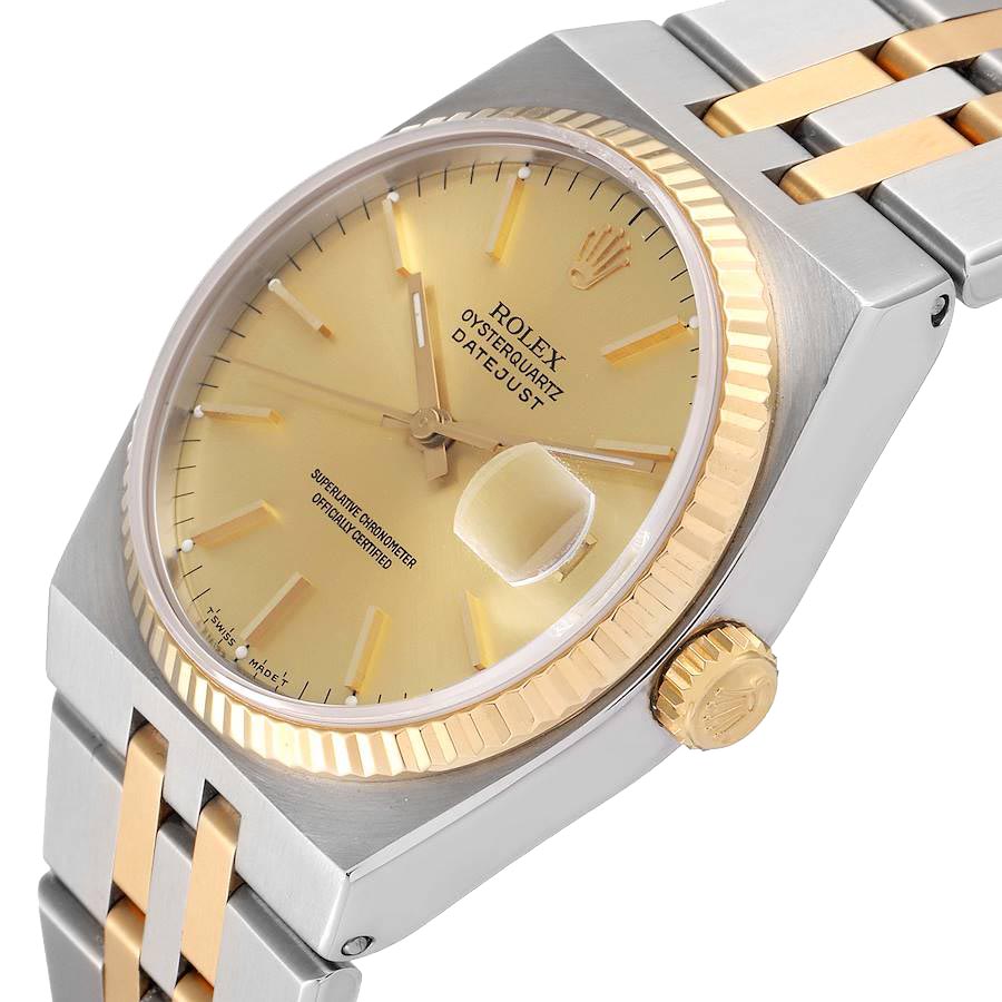 

Rolex Champagne 18K Yellow Gold And Stainless Steel Oysterquartz Datejust 17013 Men's Wristwatch 36 MM