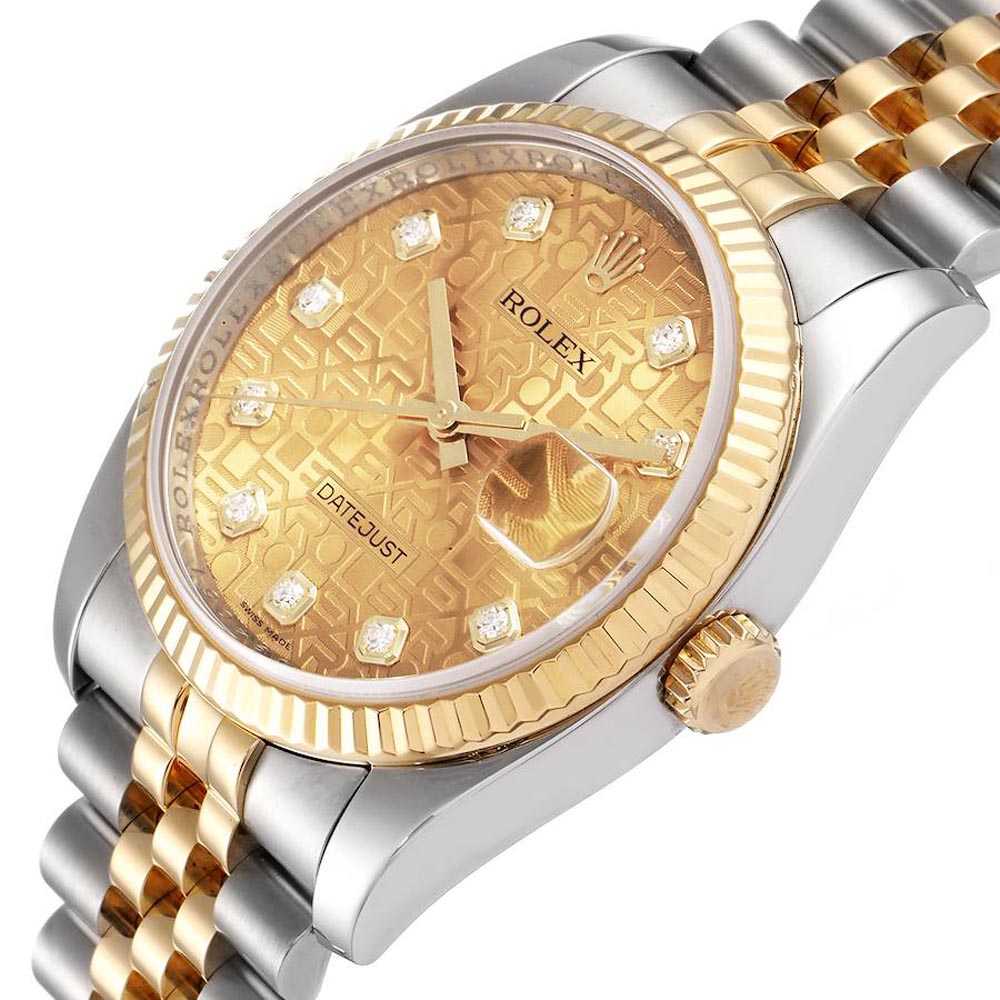 

Rolex Champagne Diamonds 18K Yellow Gold And Stainless Steel Datejust 116233 Men's Wristwatch 36 MM