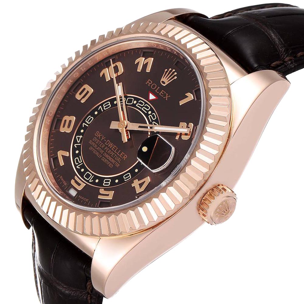 

Rolex Brown 18K Rose Gold Sky-Dweller 326135 Men's Wristwatch 42 MM