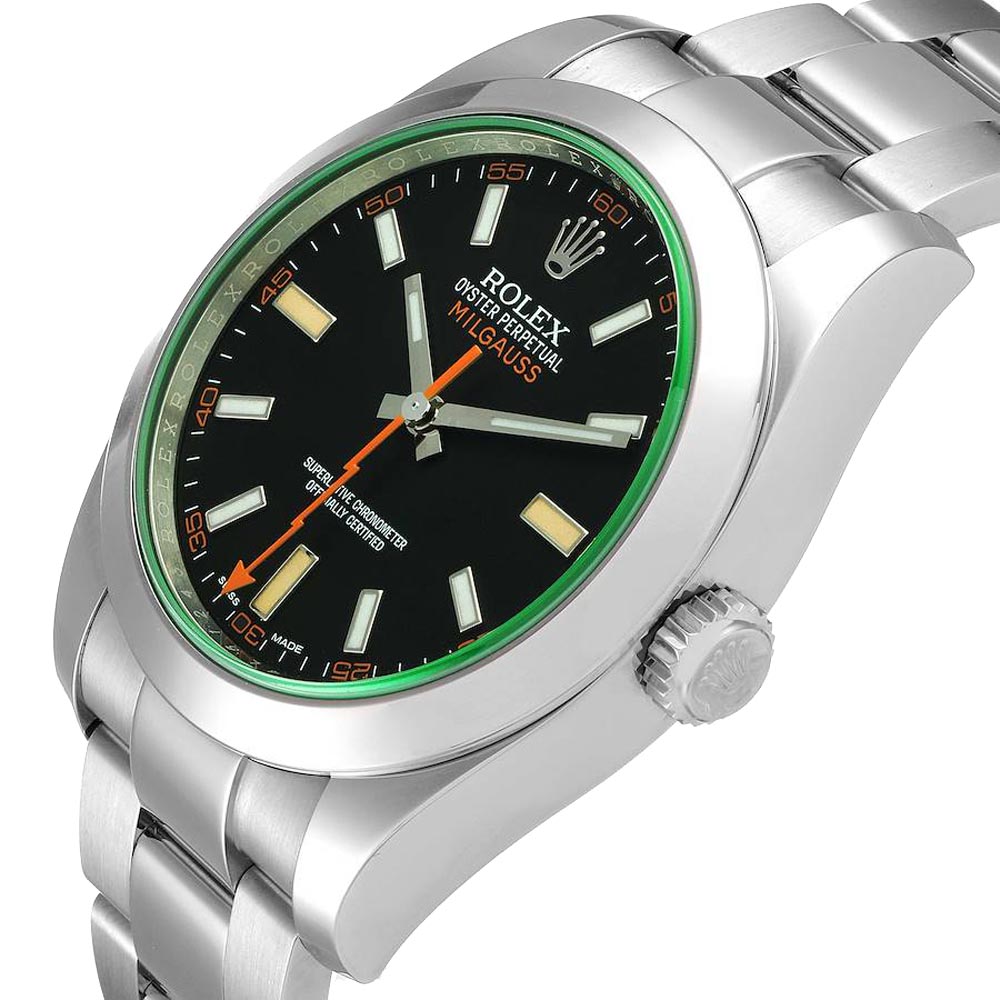 

Rolex Black Stainless Steel Milgauss 116400V Men's Wristwatch 40 MM