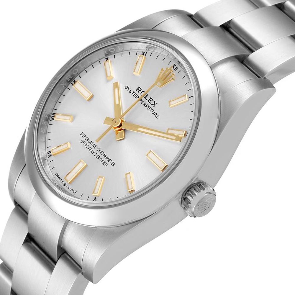 

Rolex Silver Stainless Steel Oyster Perpetual 124200 Men's Wristwatch 34 MM