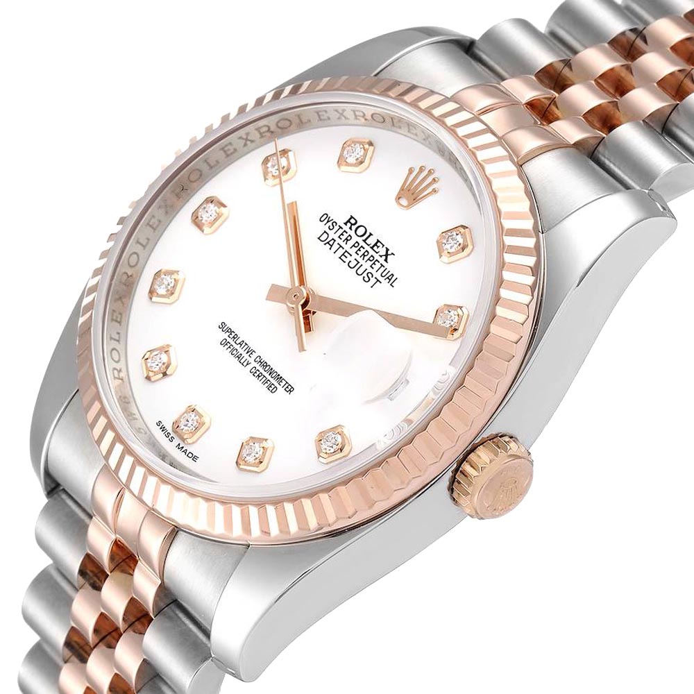 

Rolex White Diamonds 18K Rose Gold Datejust 116231 Men's Wristwatch 36 MM