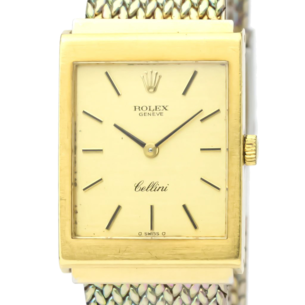 

Rolex Champagne 18K Yellow Gold Cellini 4014 Vintage Hand-Winding Men's Wristwatch 23 MM