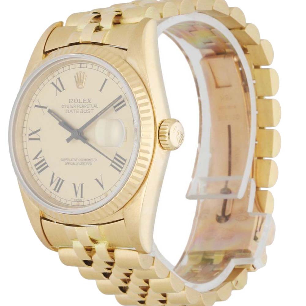 

Rolex Champagne 18k Yellow Gold Datejust 16018 Men's Wristwatch 36 MM