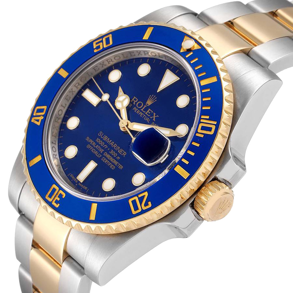 

Rolex Blue 18K Yellow Gold And Stainless Steel Submariner 116613 Men's Wristwatch 40 MM