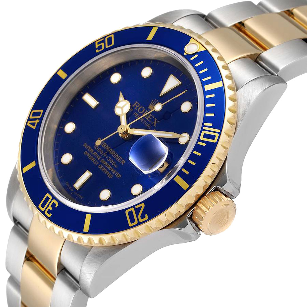 

Rolex Blue Yellow Gold And Stainless Steel Submariner 16613 Men's Wristwatch 40 MM