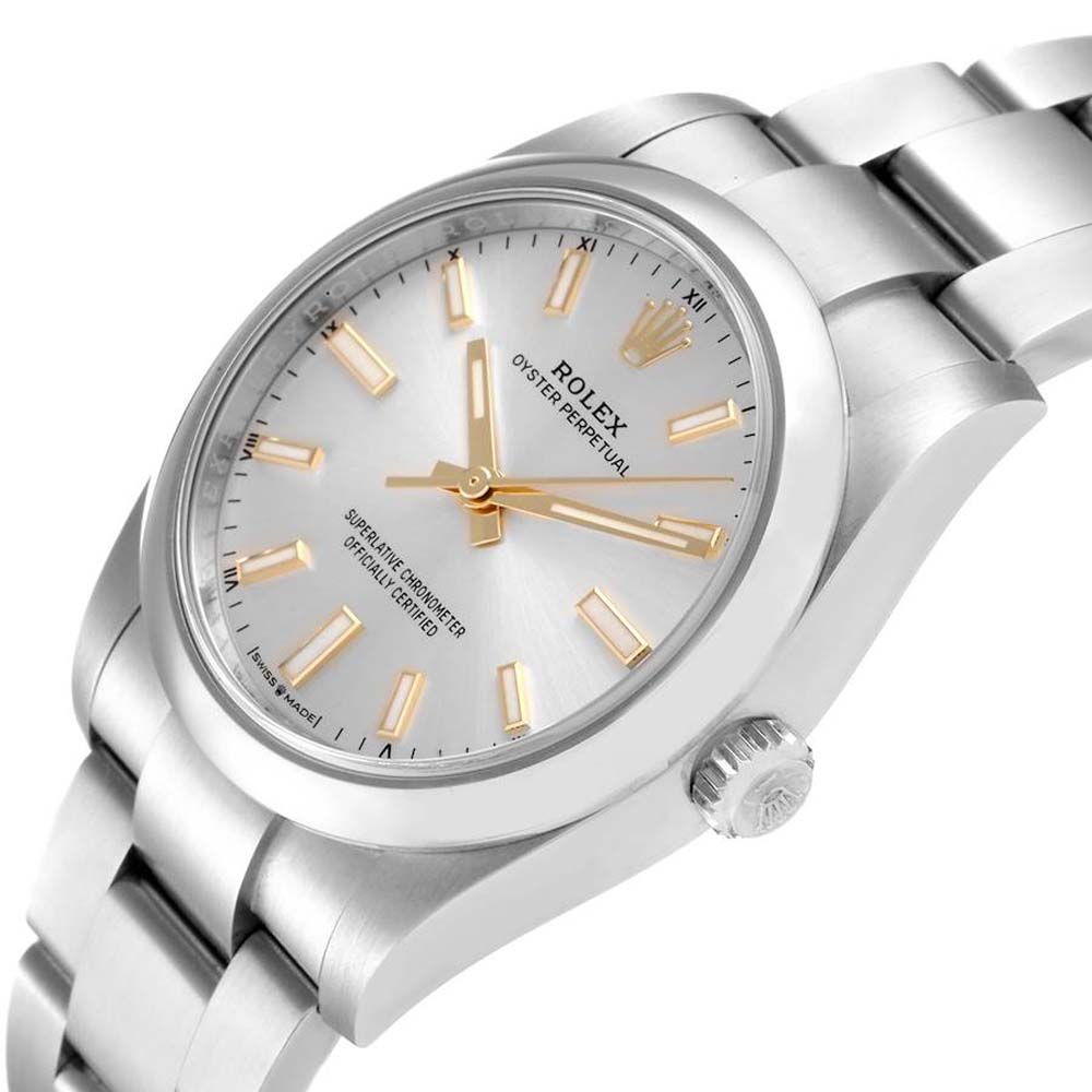 

Rolex Silver Stainless Steel Oyster Perpetual 124200 Men's Wristwatch 34 MM
