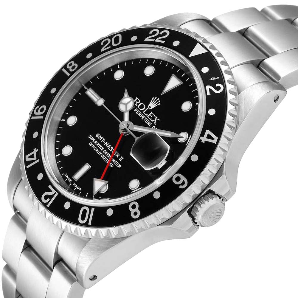 

Rolex Black Stainless Steel GMT Master II 16710 Men's Wristwatch 40 MM