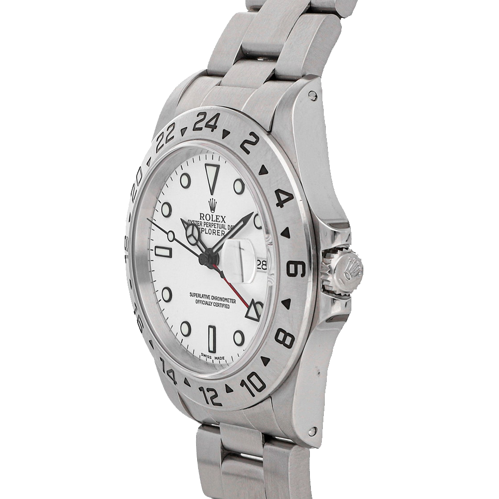 

Rolex White Stainless Steel Explorer II 16570 Men's Wristwatch 40 MM