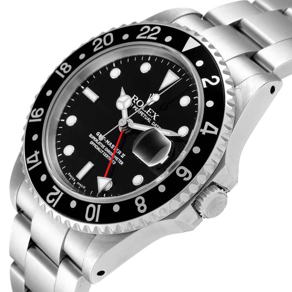 

Rolex Black Stainless Steel GMT Master II 16710 Men's Wristwatch 40 MM