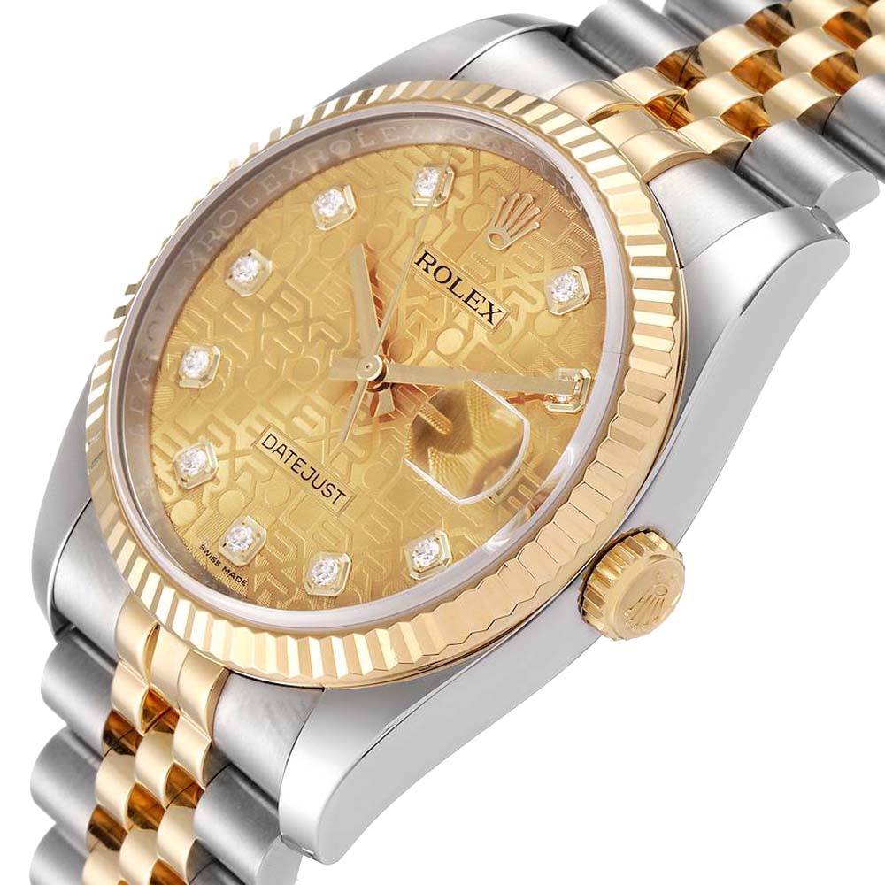

Rolex Champagne Diamonds 18K Yellow Gold And Stainless Steel Datejust 116233 Men's Wristwatch 36 MM