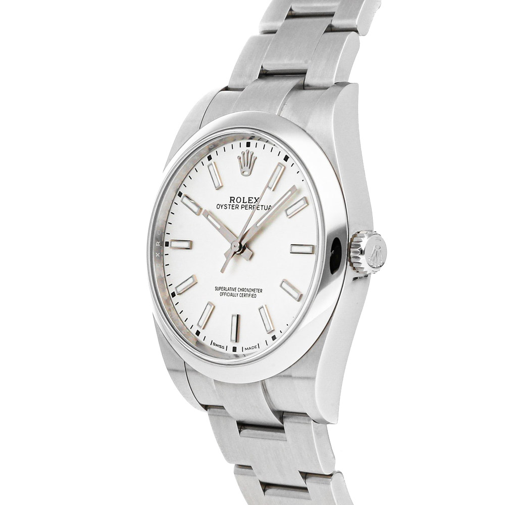 

Rolex White Stainless Steel Oyster Perpetual 114300 Men's Wristwatch 39 MM