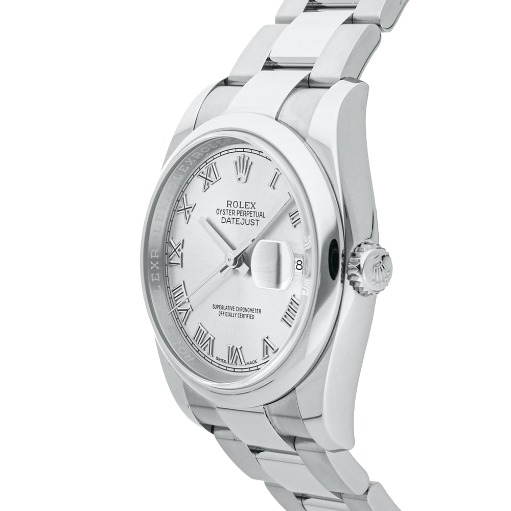 

Rolex Silver Stainless Steel Datejust 116200 Men's Wristwatch 36 MM