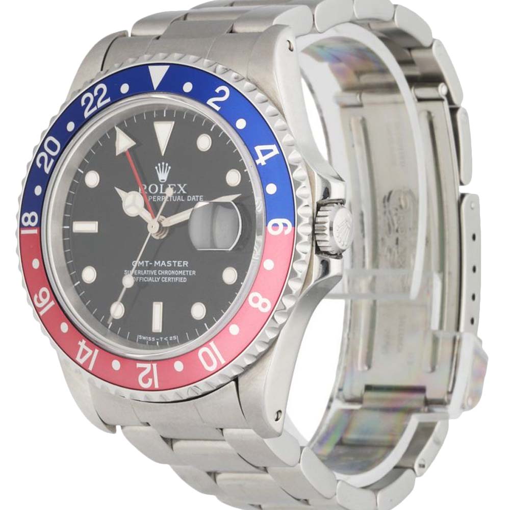 

Rolex Black Stainless Steel GMT Master 16700 Pepsi Men's Wristwatch 40 MM