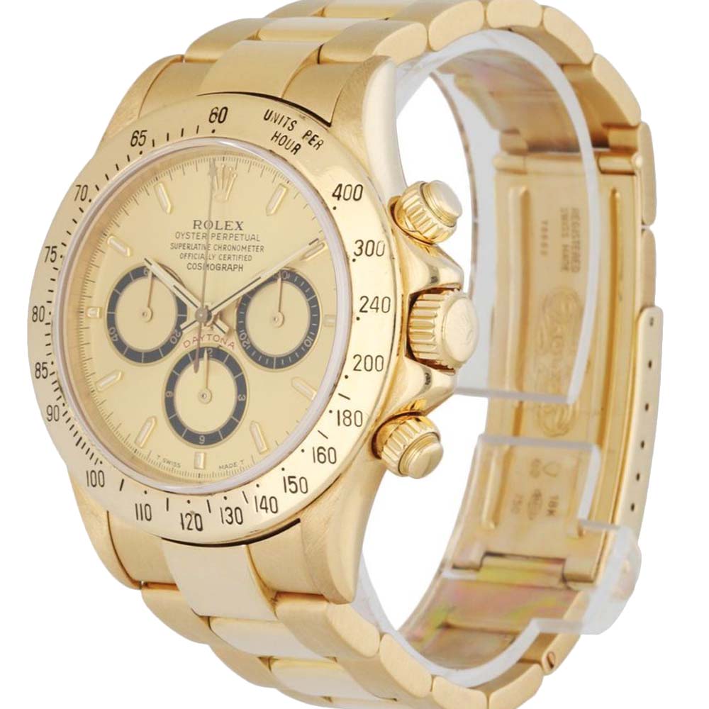 

Rolex Champagne 18K Yellow Gold Daytona 16528 Men's Wristwatch 40 MM