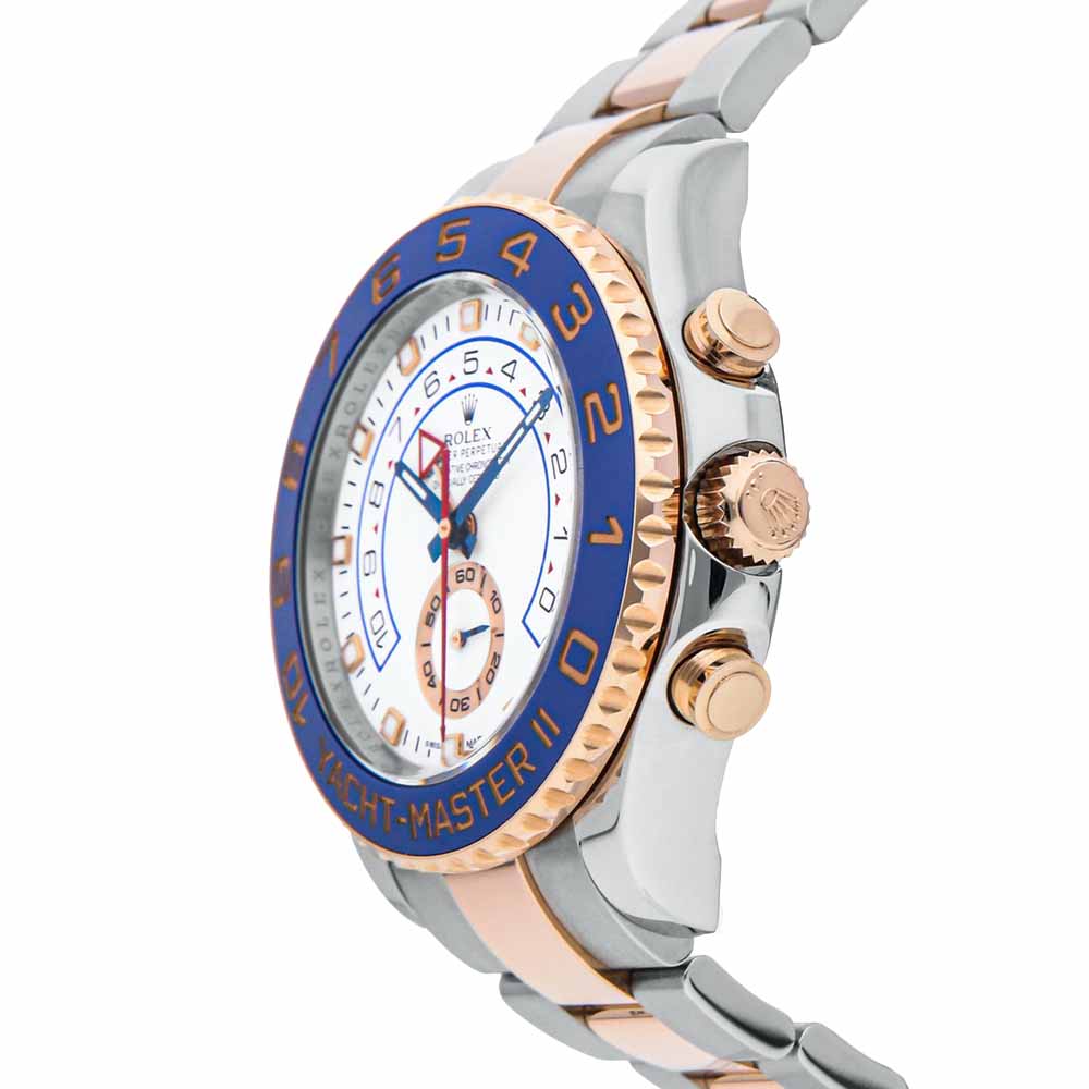 

Rolex White 18K Rose Gold And Stainless Steel Yacht-Master II 116681 Men's Wristwatch 44 MM