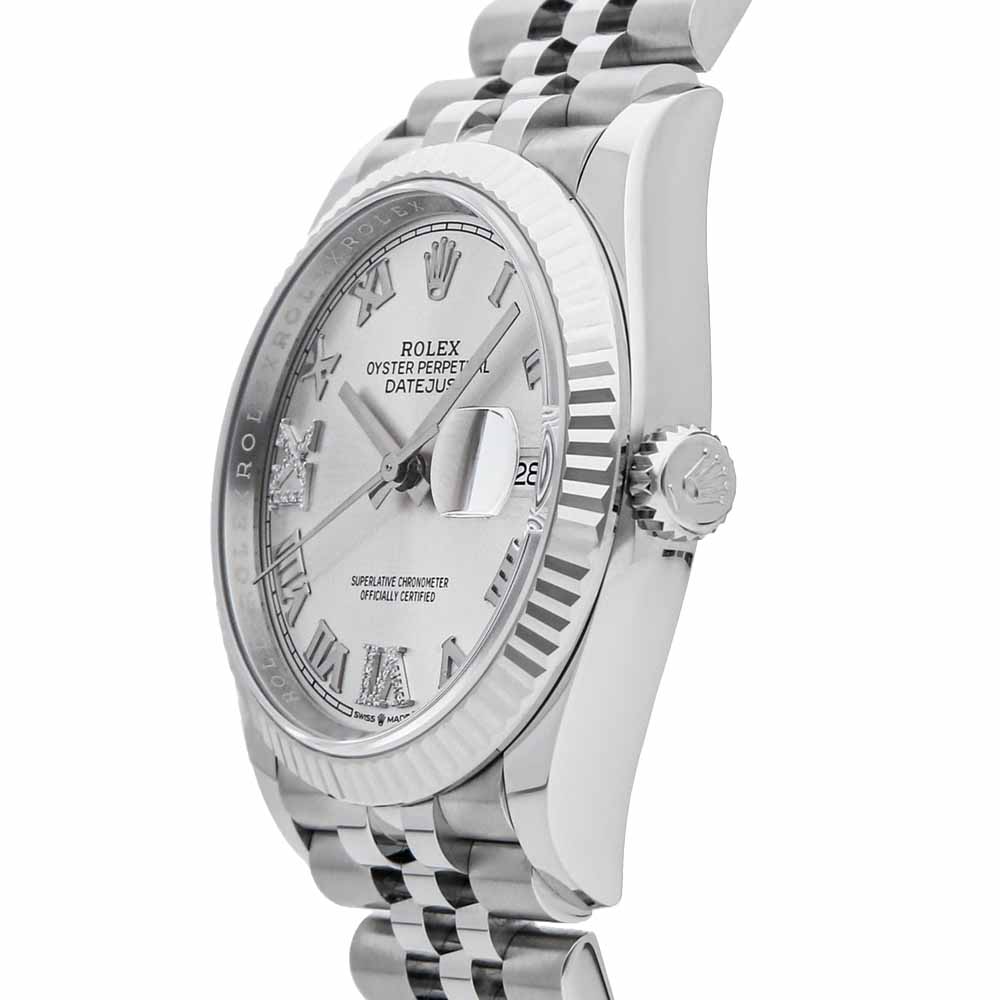 

Rolex Silver Diamonds Stainless Steel Datejust 126234 Men's Wristwatch 36 MM