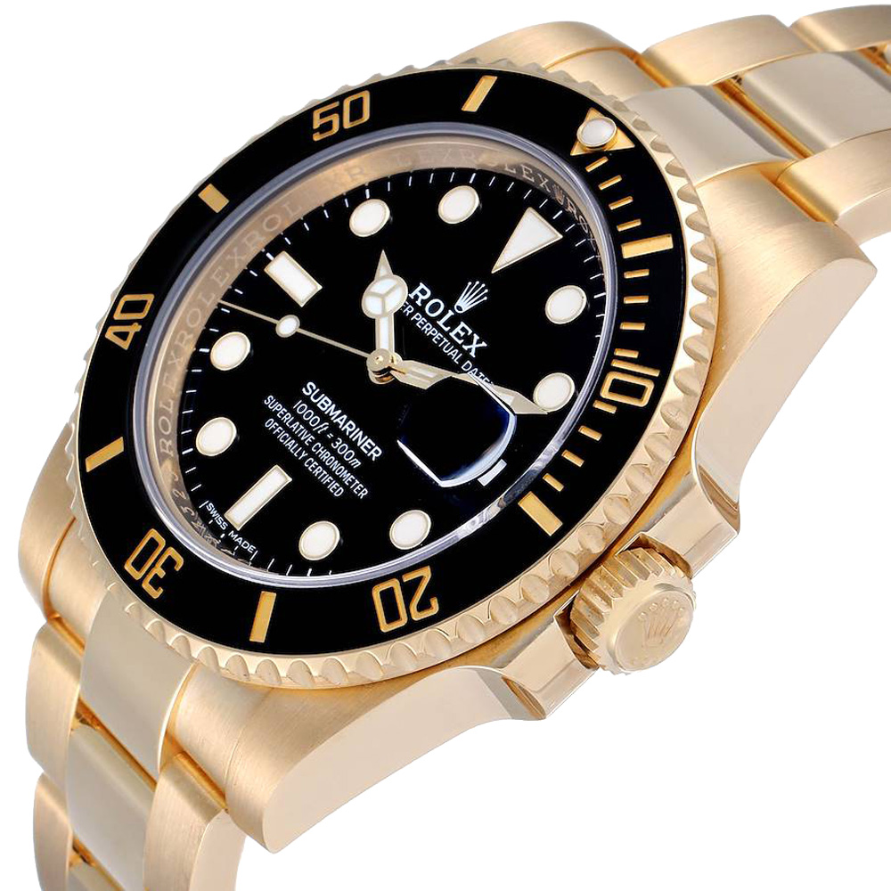 

Rolex Black 18K Yellow Gold Submariner 116618 Men's Wristwatch 40 MM