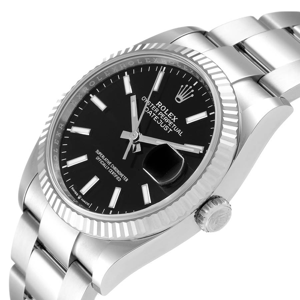 

Rolex Black 18K White Gold And Stainless Steel Datejust 126234 Men's Wristwatch 36 MM