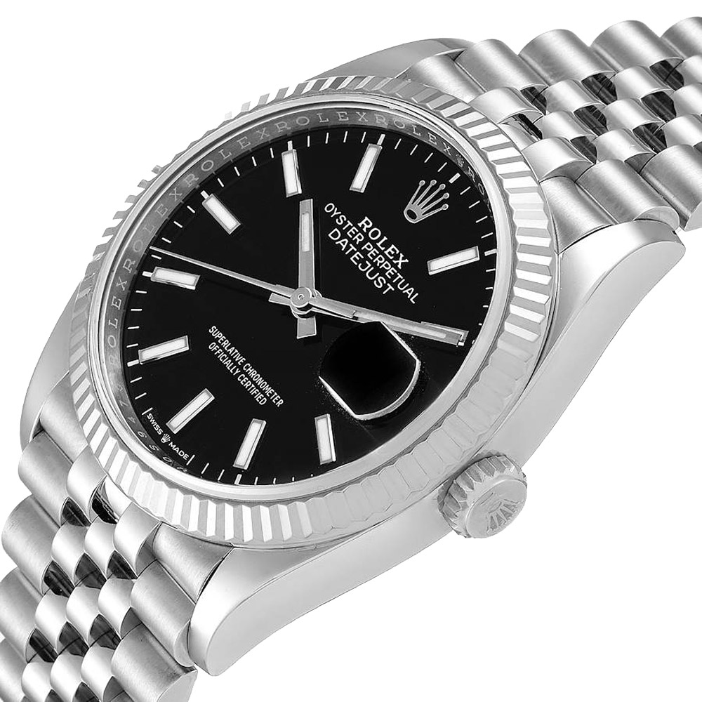 

Rolex Black 18K White Gold And Stainless Steel Datejust 126234 Men's Wristwatch 36 MM