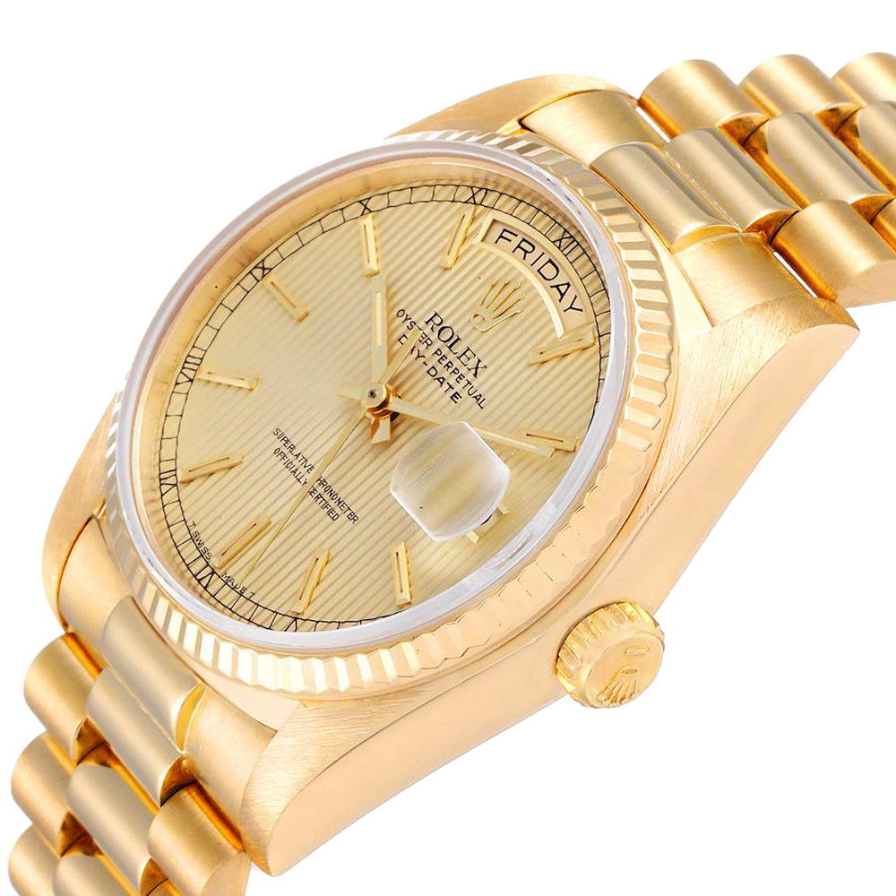 

Rolex Champagne 18K Yellow God President Day-Date 18038 Men's Wristwatch 36 MM, Gold