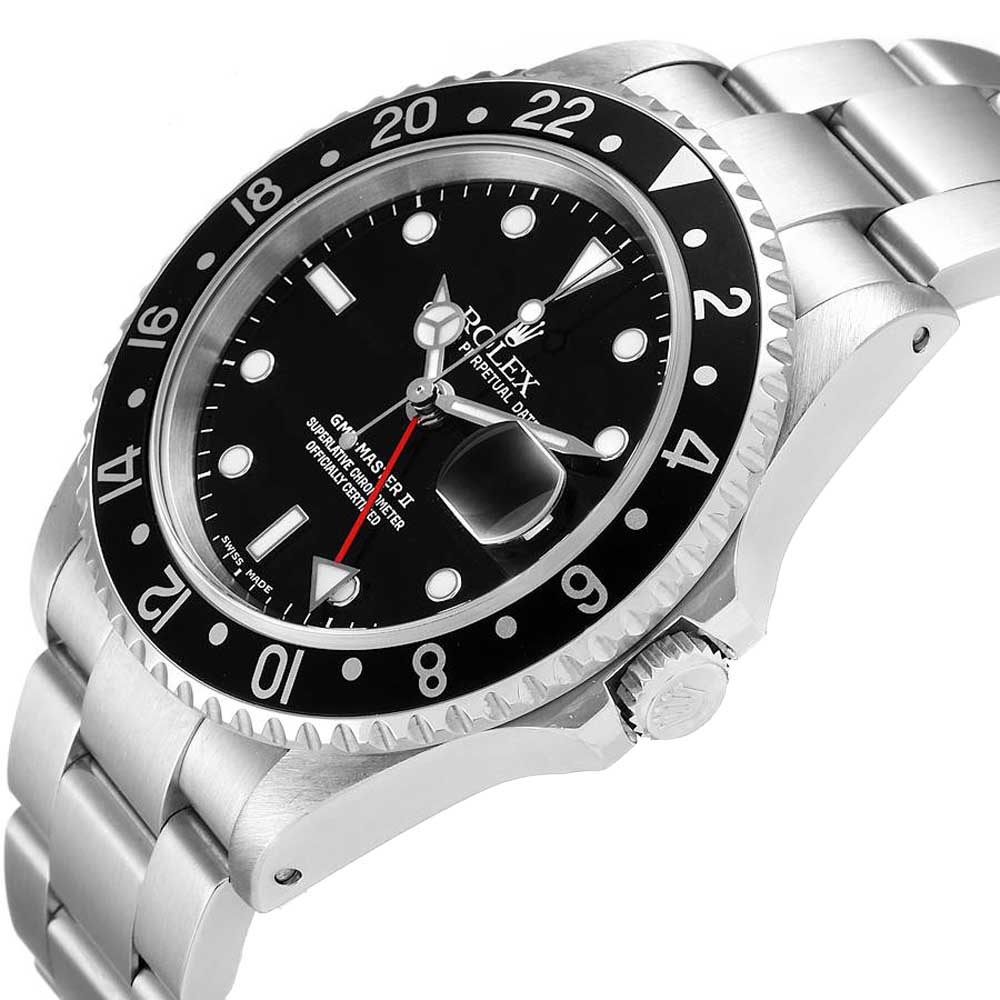 

Rolex Black Stainless Steel GMT Master II 16710 Men's Wristwatch 40 MM