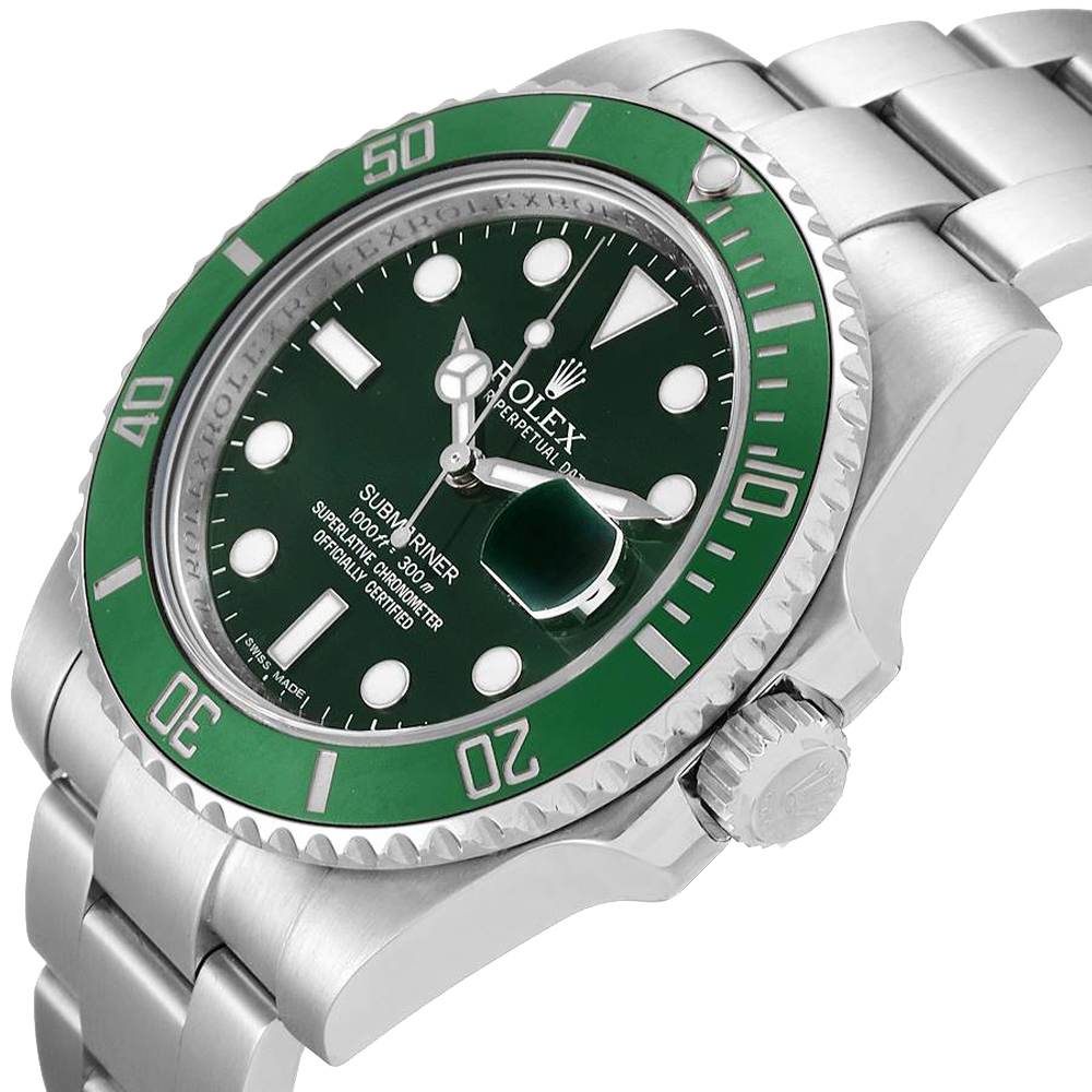 

Rolex Green Stainless Steel Submariner Hulk 116610 Men's Wristwatch 40 MM