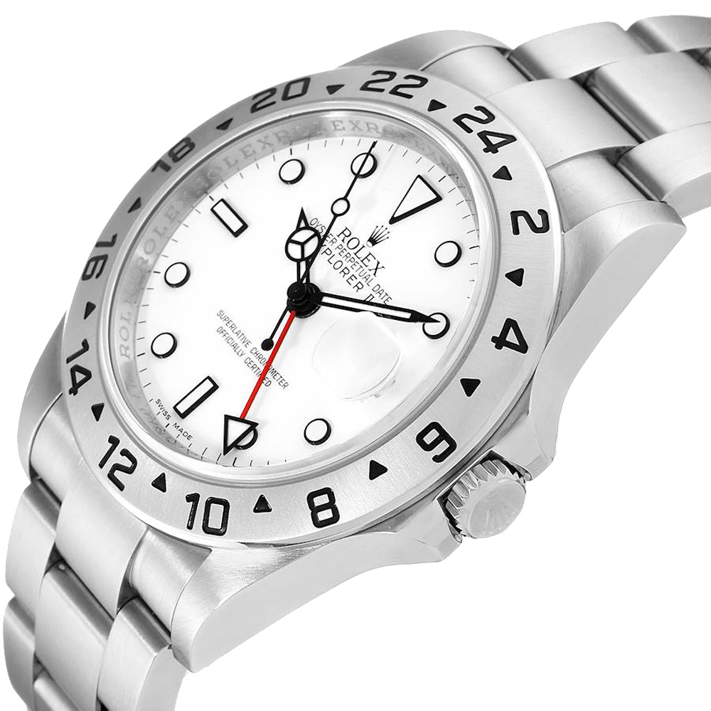 

Rolex White Stainless Steel Explorer II 16570 Men's Wristwatch 40 MM