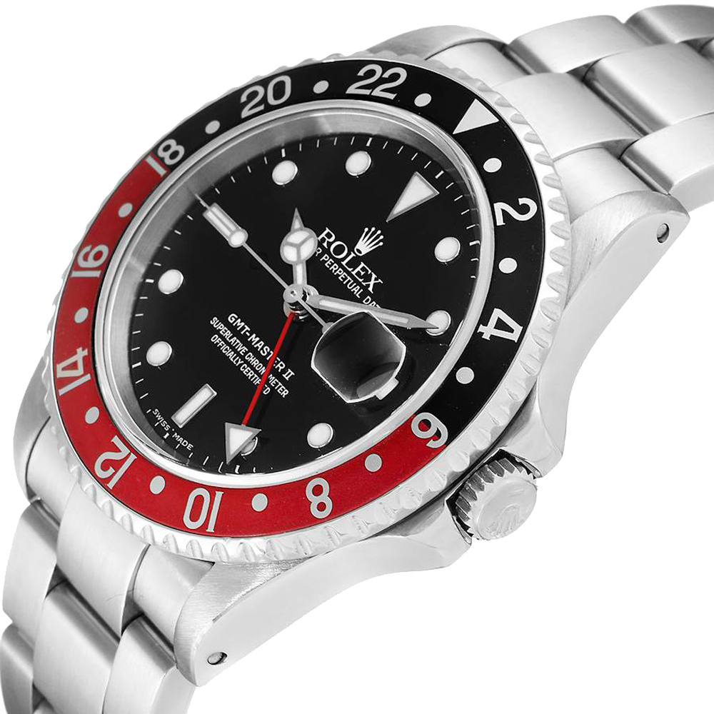 

Rolex Black Stainless Steel GMT Master II Coke 16710 Men's Wristwatch 40 MM