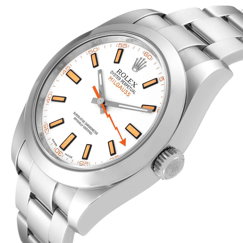 

Rolex White Stainless Steel Milgauss 116400V Men's Wristwatch 40 MM