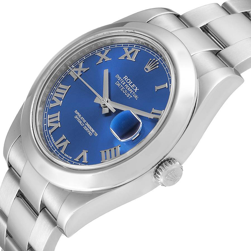 

Rolex Blue Stainless Steel Datejust II 116300 Men's Wristwatch 41 MM