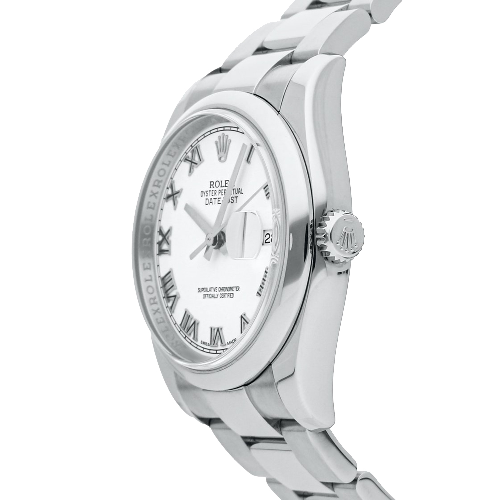 

Rolex White Stainless Steel Datejust 116200 Men's Wristwatch 36 MM