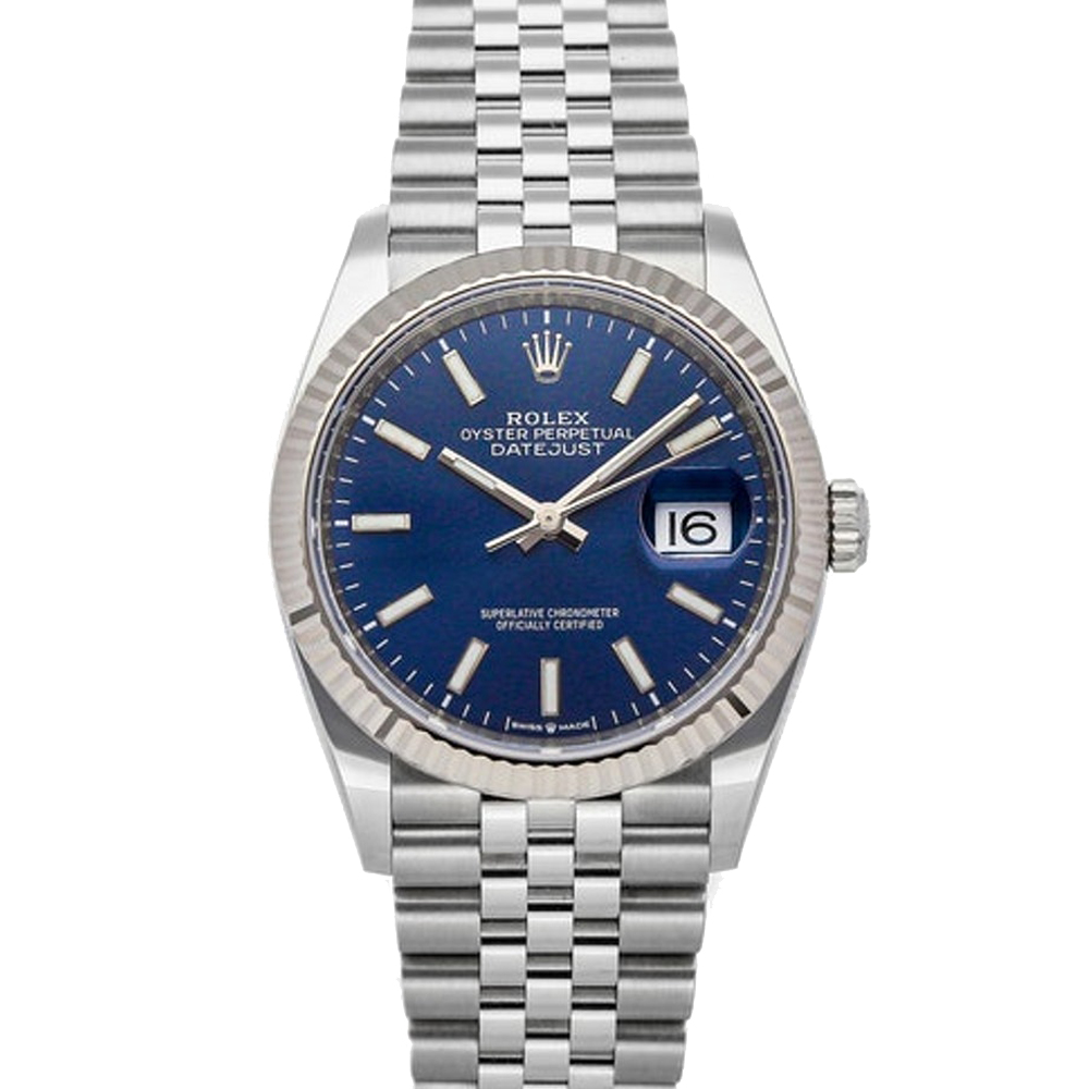 

Rolex Blue 18k White Gold And Stainless Steel Datejust 126234 Men's Wristwatch 36 MM