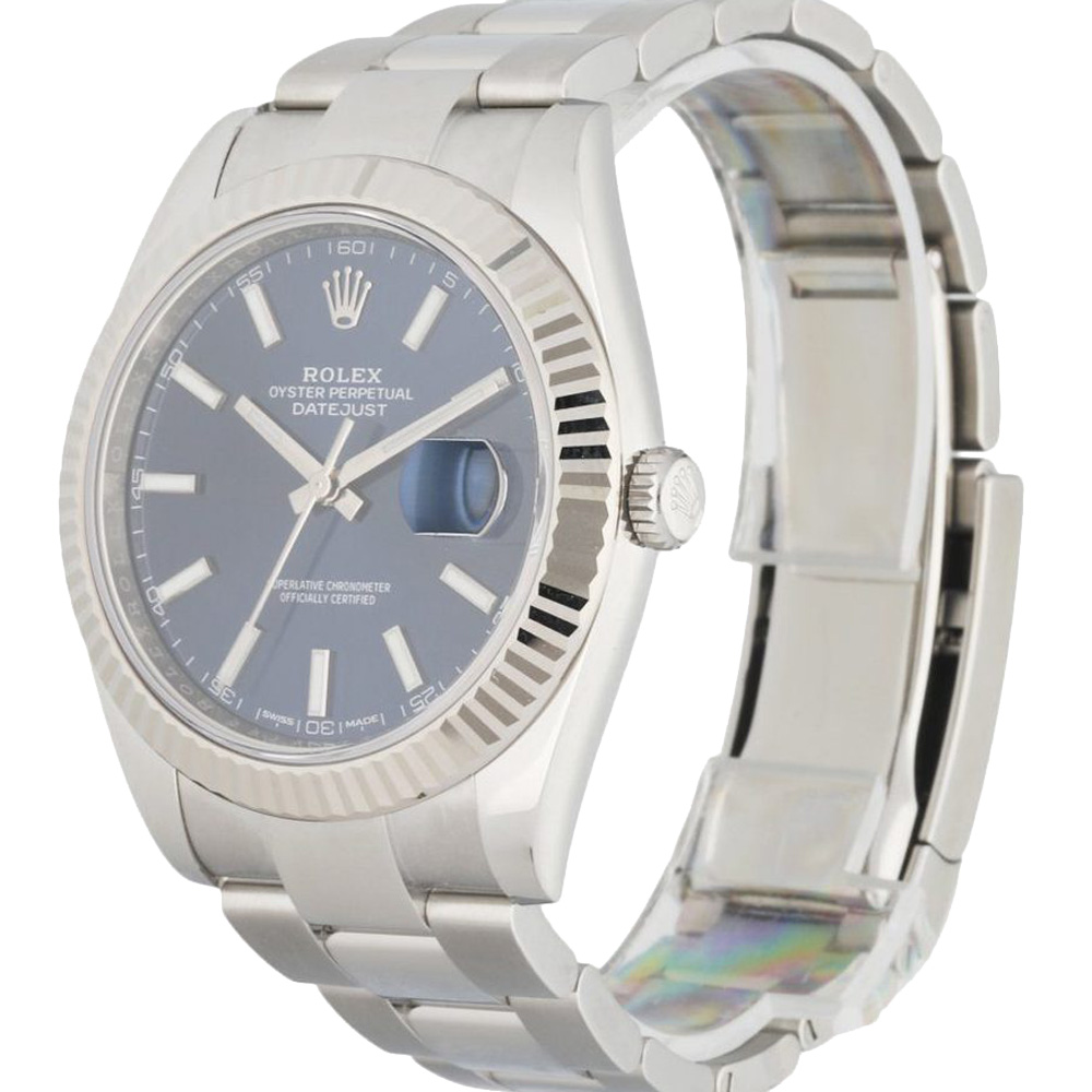 

Rolex Blue 18K White Gold And Stainless Steel Datejust 126334 Men's Wristwatch 41 MM