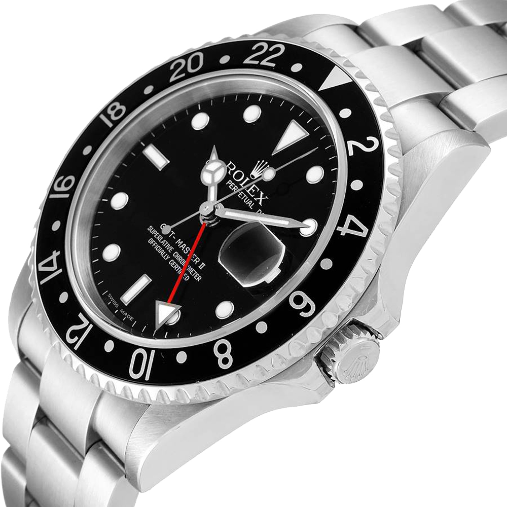

Rolex Black Stainless Steel GMT Master II 16710 Men's Wristwatch 40 MM