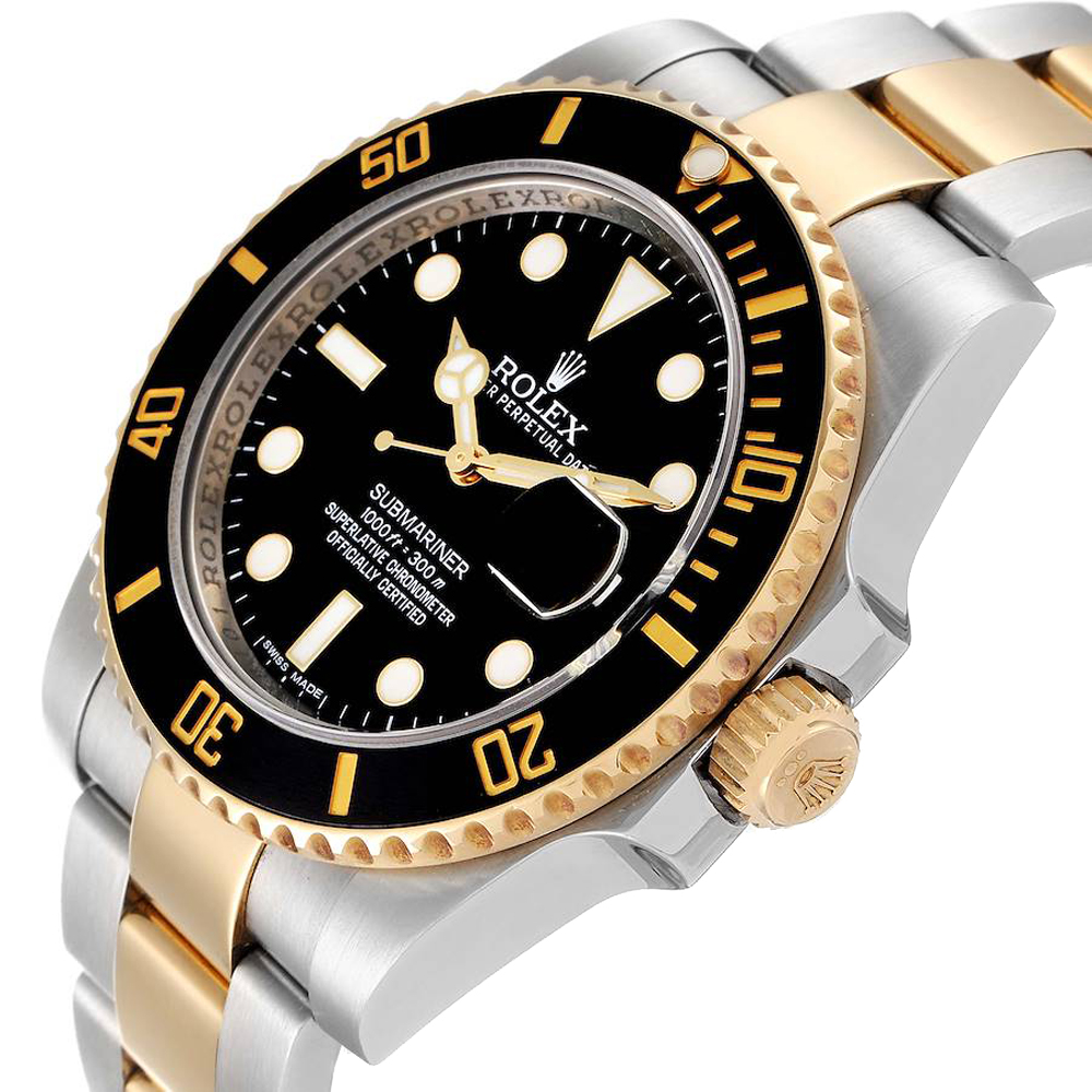 

Rolex Black 18K Yellow Gold And Stainless Steel Submariner 116613 Men's Wristwatch 40 MM