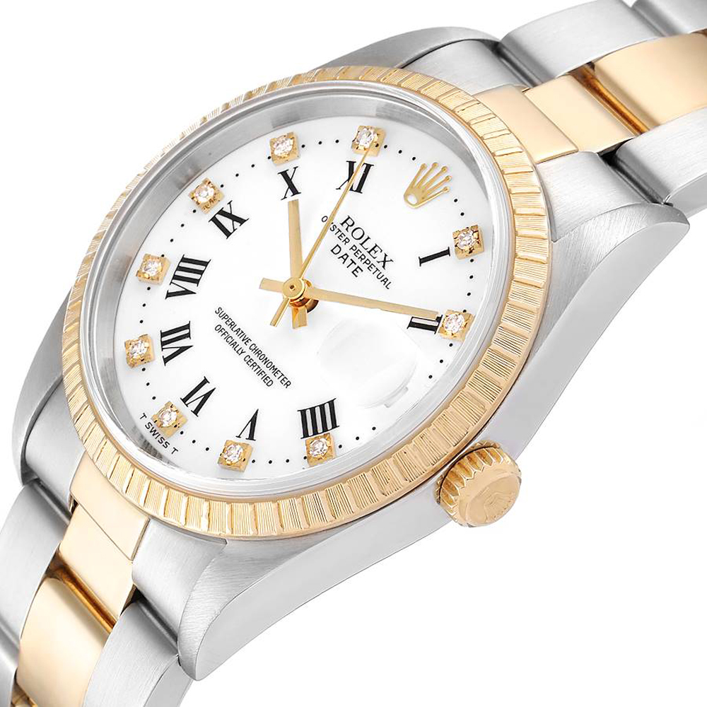 

Rolex White Diamonds 18K Yellow Gold And Stainless Steel Datejust 15223 Men's Wristwatch 34 MM